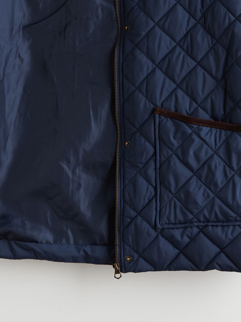 Lacivert Kadife Gömlek Yaka Oversize Kadın Şişme Mont-6