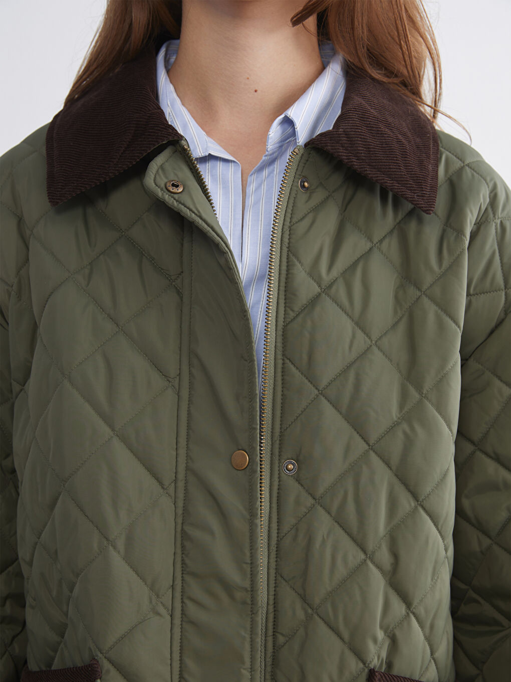 Velvet Collared Oversized Women's Puffer Coat-2