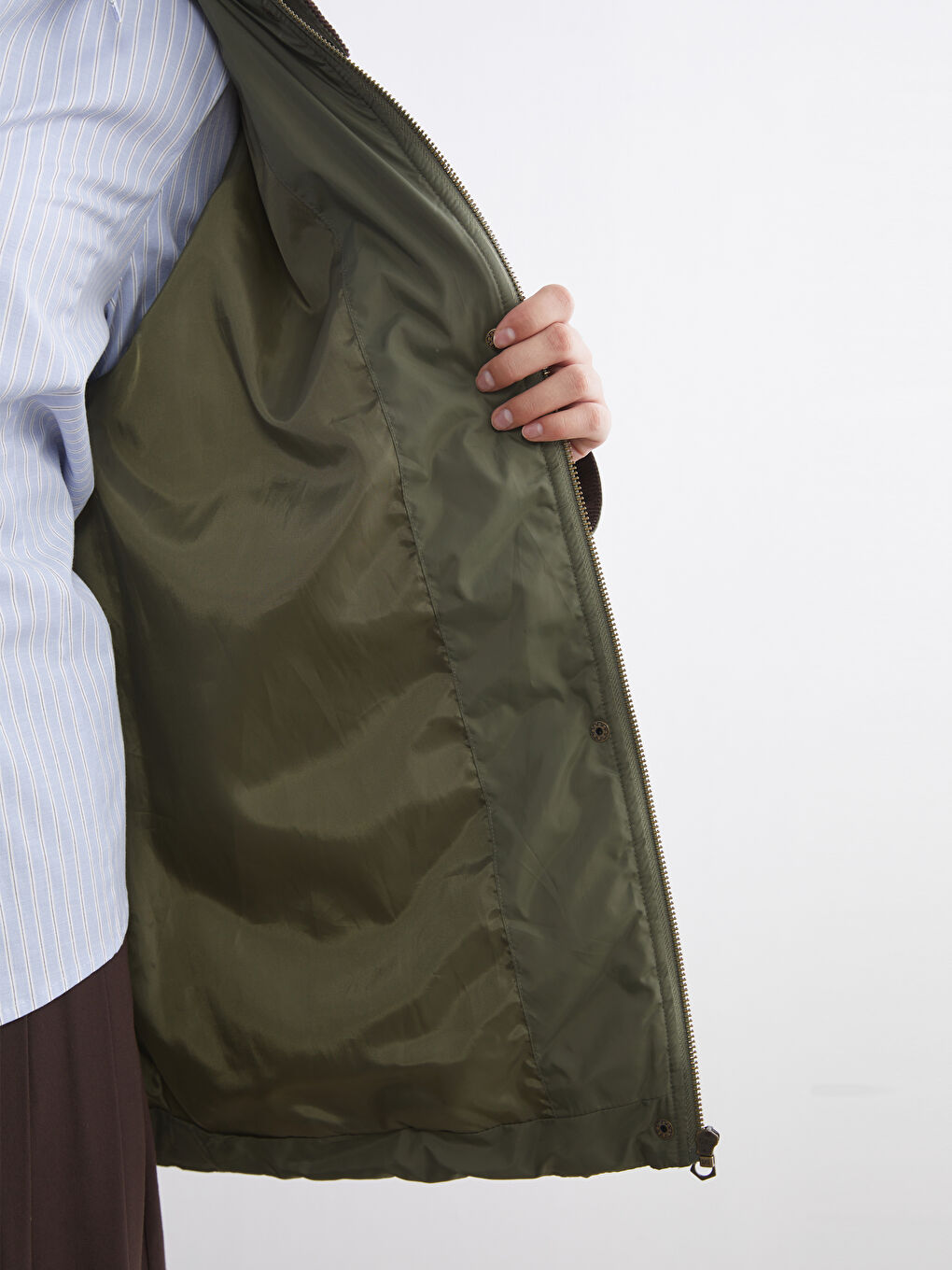 Velvet Collared Oversized Women's Puffer Coat-3