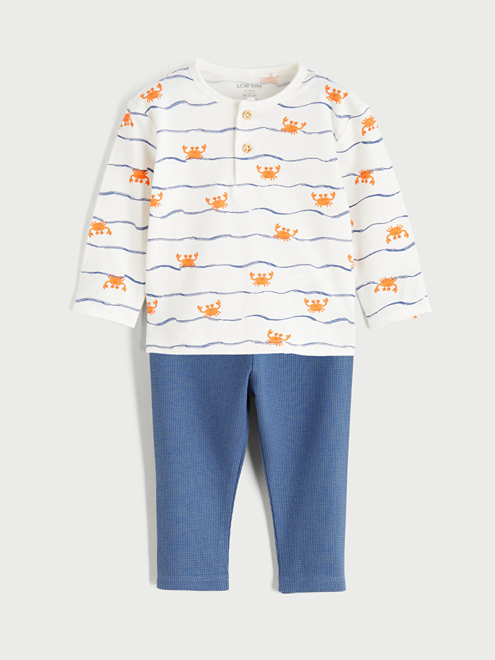 Ekru Baskılı Erkek Bebek Tişört ve Eşofman Alt 2'li