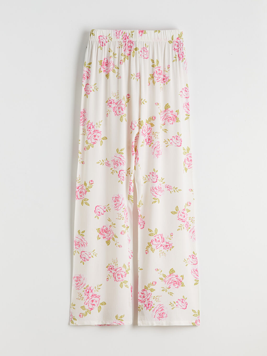 Ekru Gömlek Yaka Çiçekli Kadın Pijama Takım-7