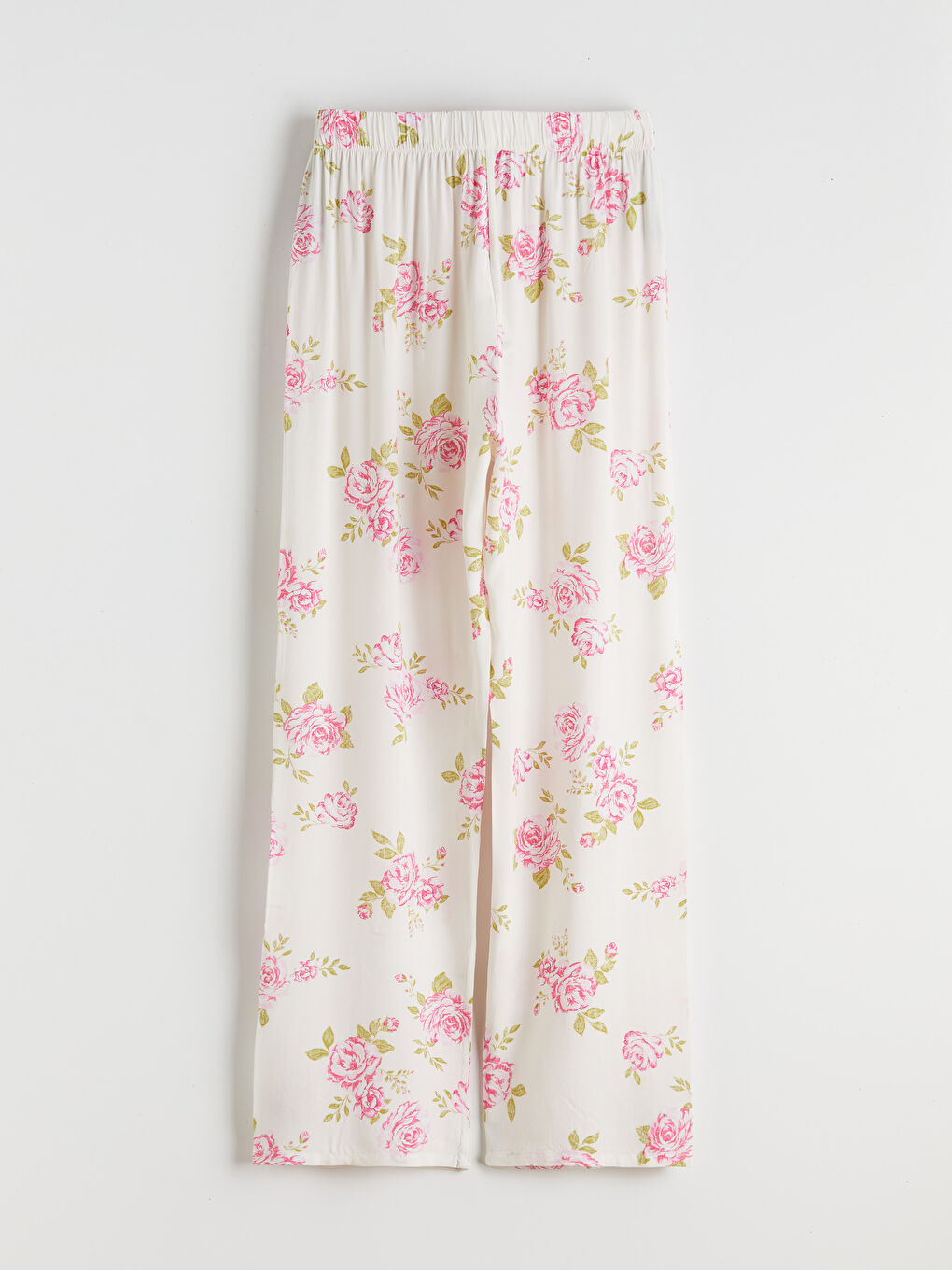 Ekru Gömlek Yaka Çiçekli Kadın Pijama Takım-8