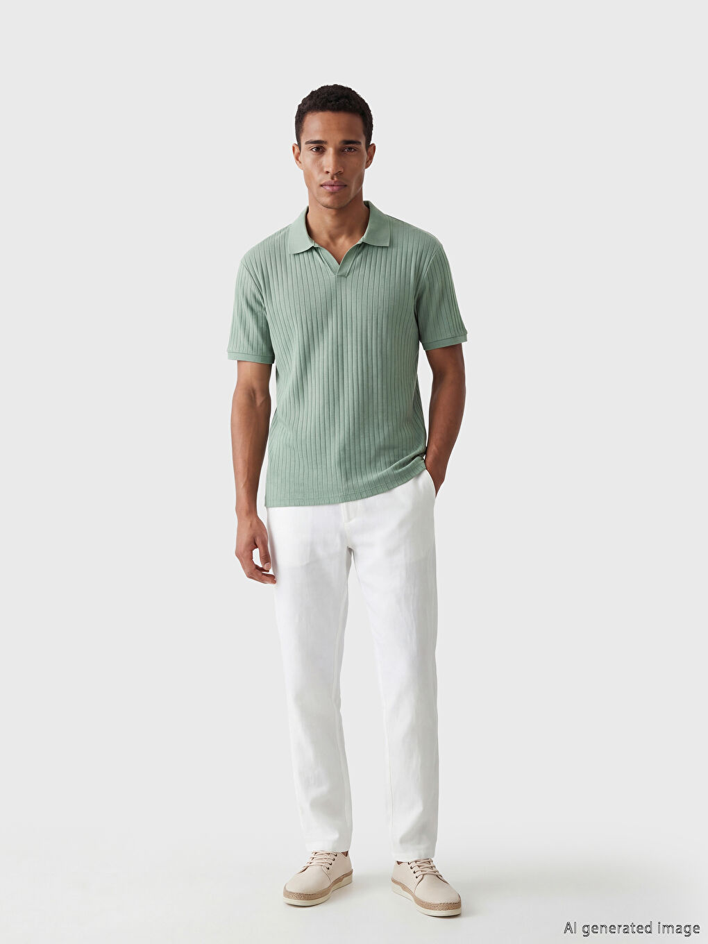 Yeşil Polo Yaka Erkek Tişört-1