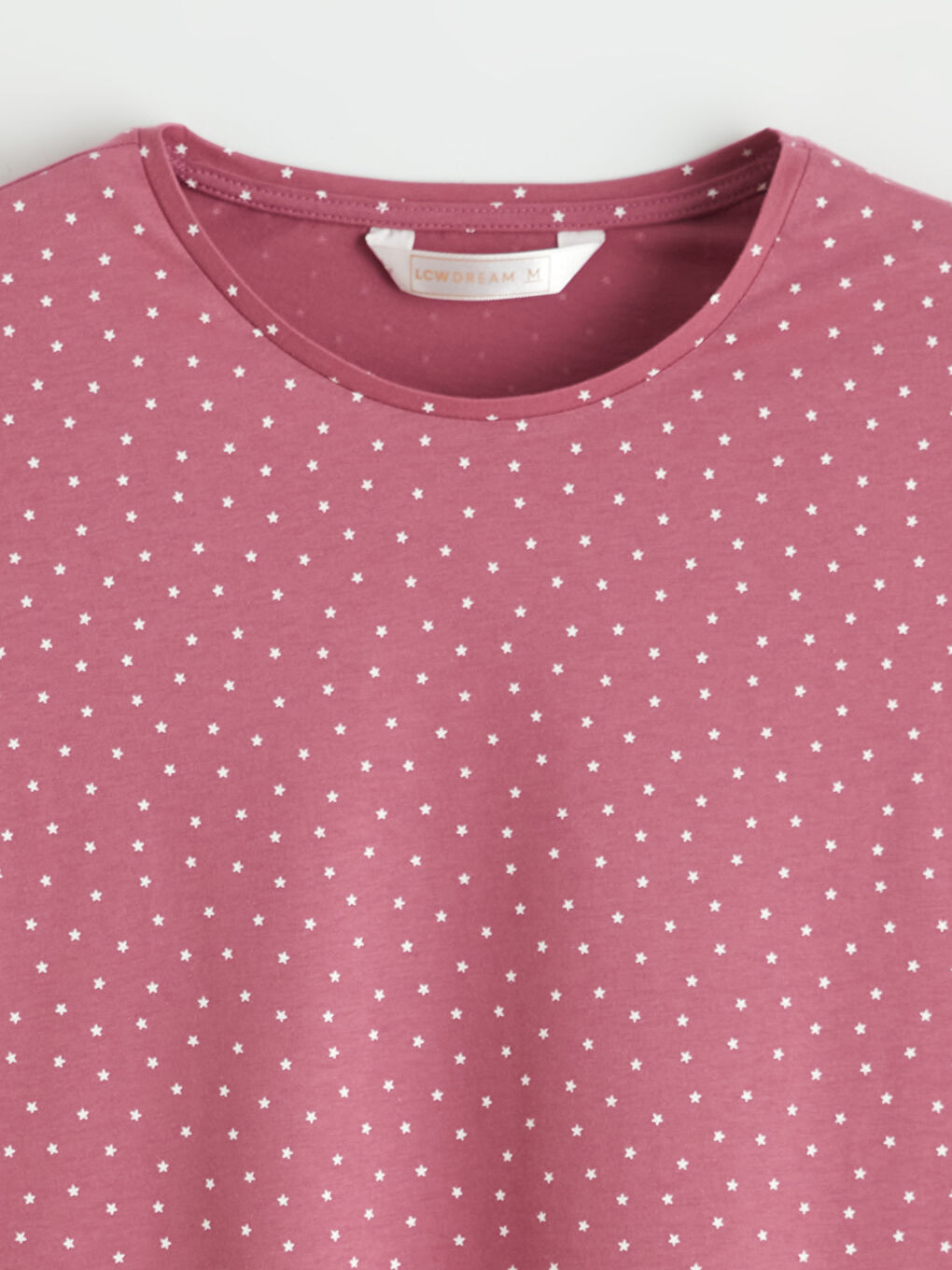 Bordo Bisiklet Yaka Yıldız Desenli Kadın Pijama Takım-6