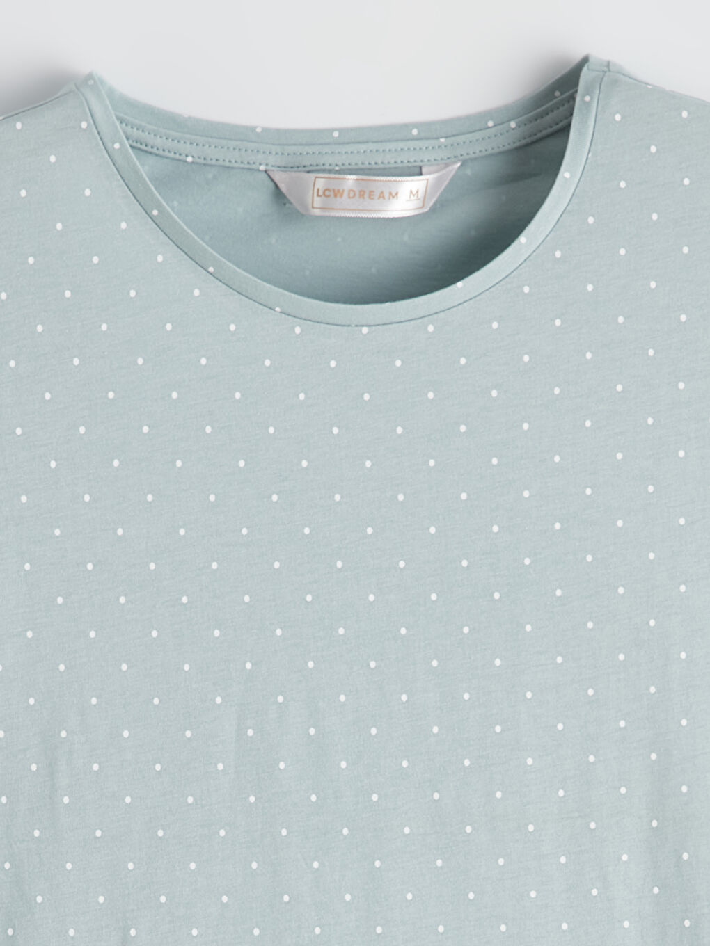 Yeşil Bisiklet Yaka Puantiyeli Kadın Pijama Takım-6