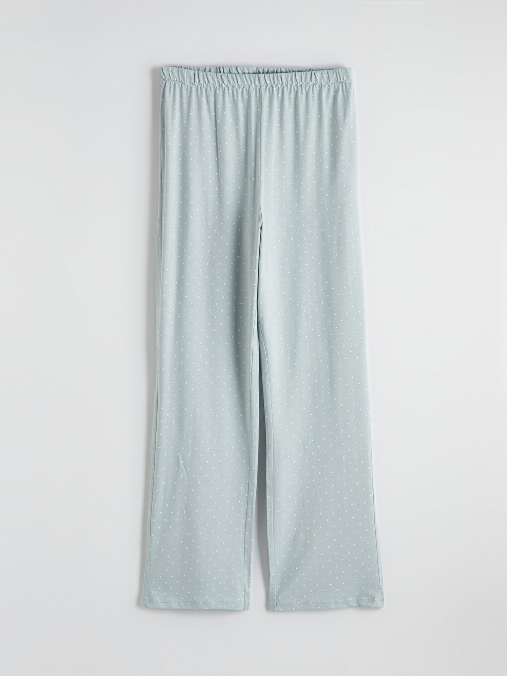 Yeşil Bisiklet Yaka Puantiyeli Kadın Pijama Takım-7