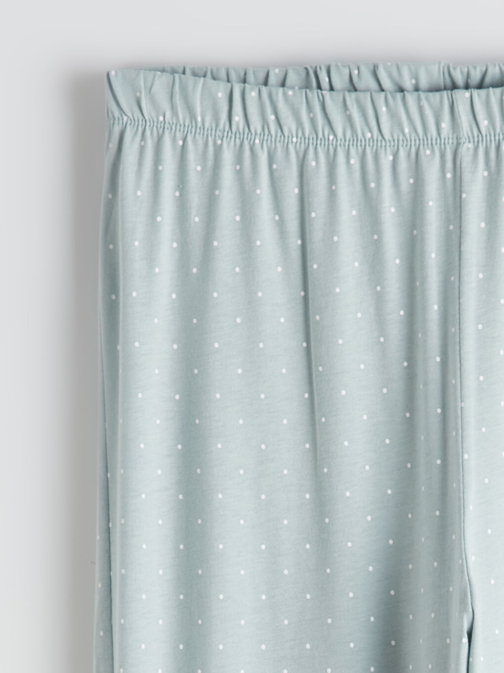 Yeşil Bisiklet Yaka Puantiyeli Kadın Pijama Takım-8