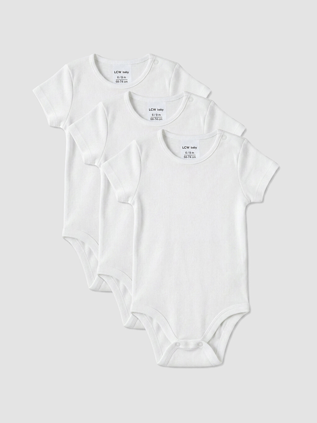 Beyaz Bisiklet Yaka Kız Bebek Çıtçıtlı Body 3'lü