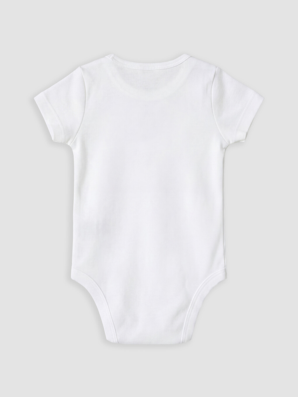 Beyaz Bisiklet Yaka Erkek Bebek Çıtçıtlı Body-1