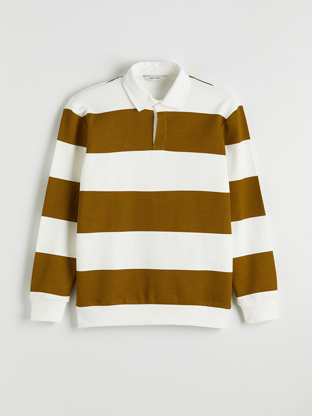 Yeşil Polo Yaka Çizgili Erkek Sweatshirt