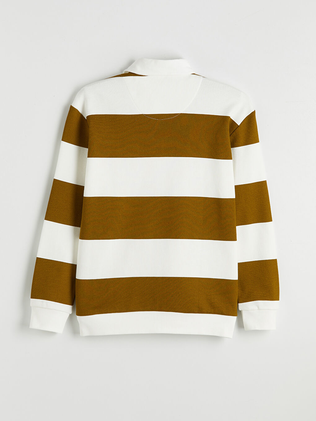 Yeşil Polo Yaka Çizgili Erkek Sweatshirt-1