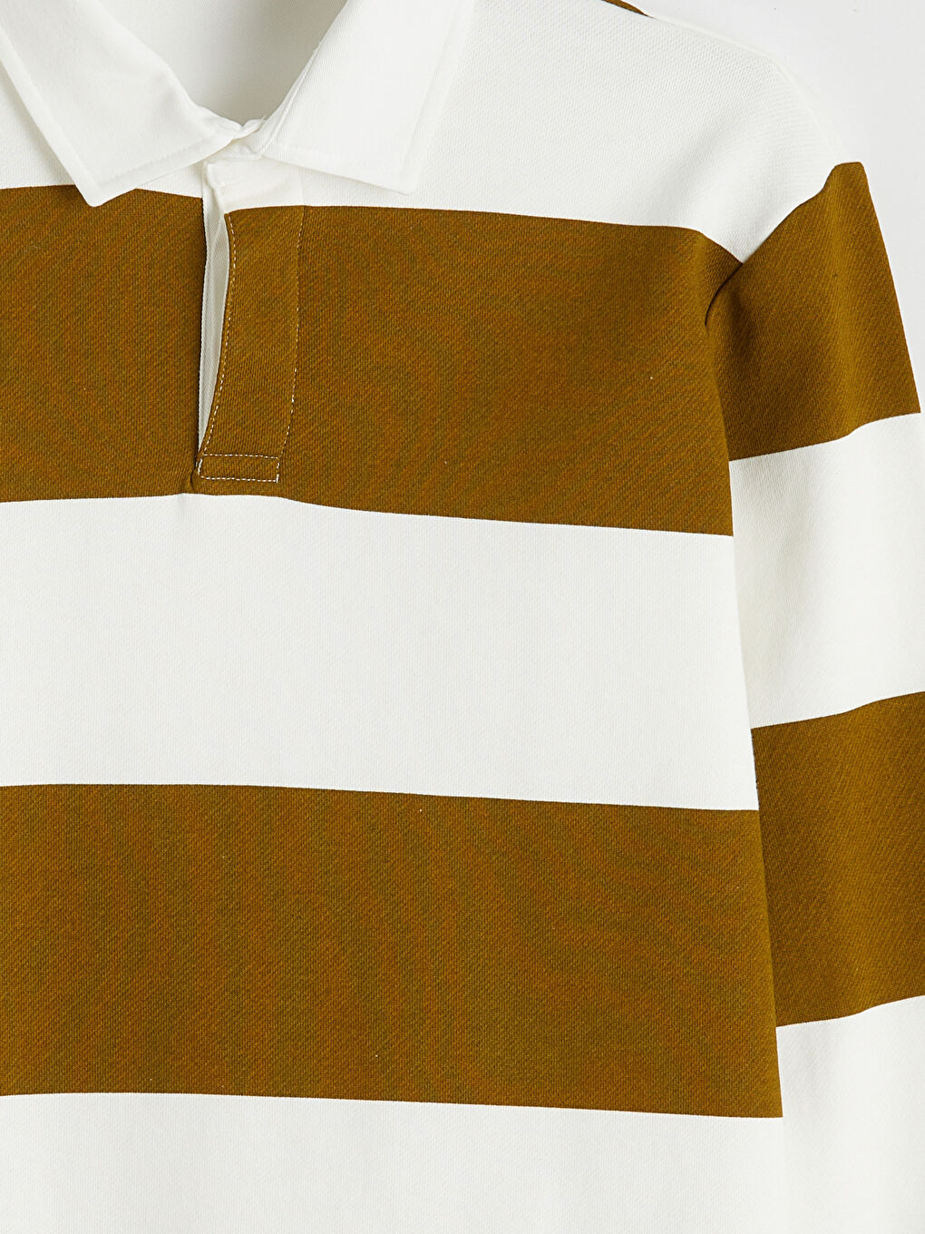 Yeşil Polo Yaka Çizgili Erkek Sweatshirt-2