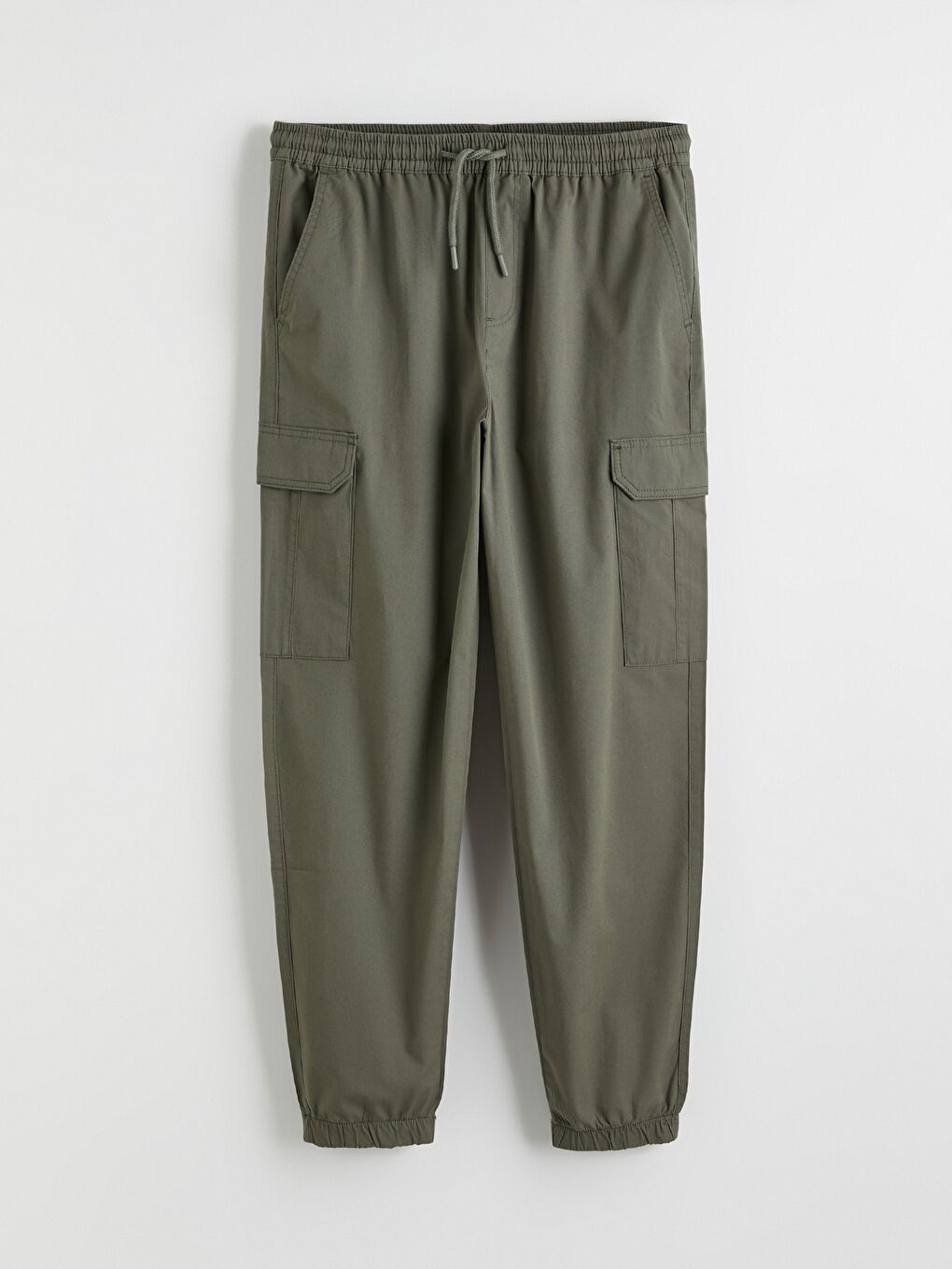 Haki Standart Kalıp Poplin Erkek Jogger Pantolon-3