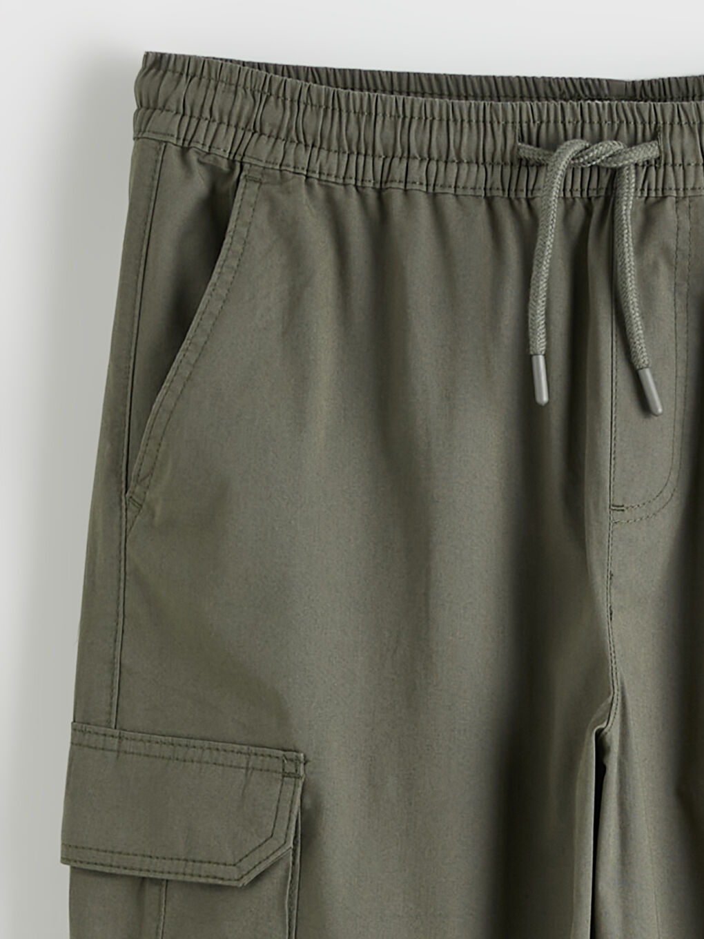 Haki Standart Kalıp Poplin Erkek Jogger Pantolon-5