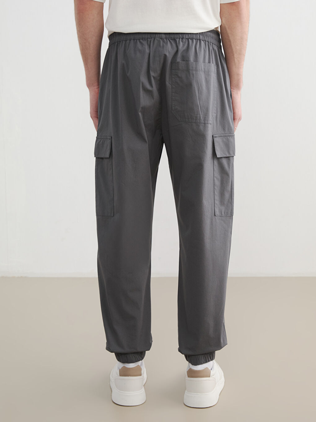 Antrasit Standart Kalıp Poplin Erkek Jogger Pantolon-3