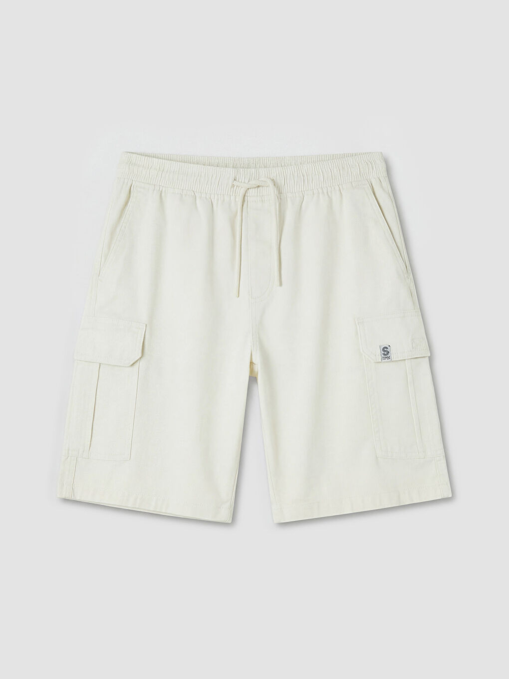 Ekru Standart Kalıp Gabardin Erkek Şort-4