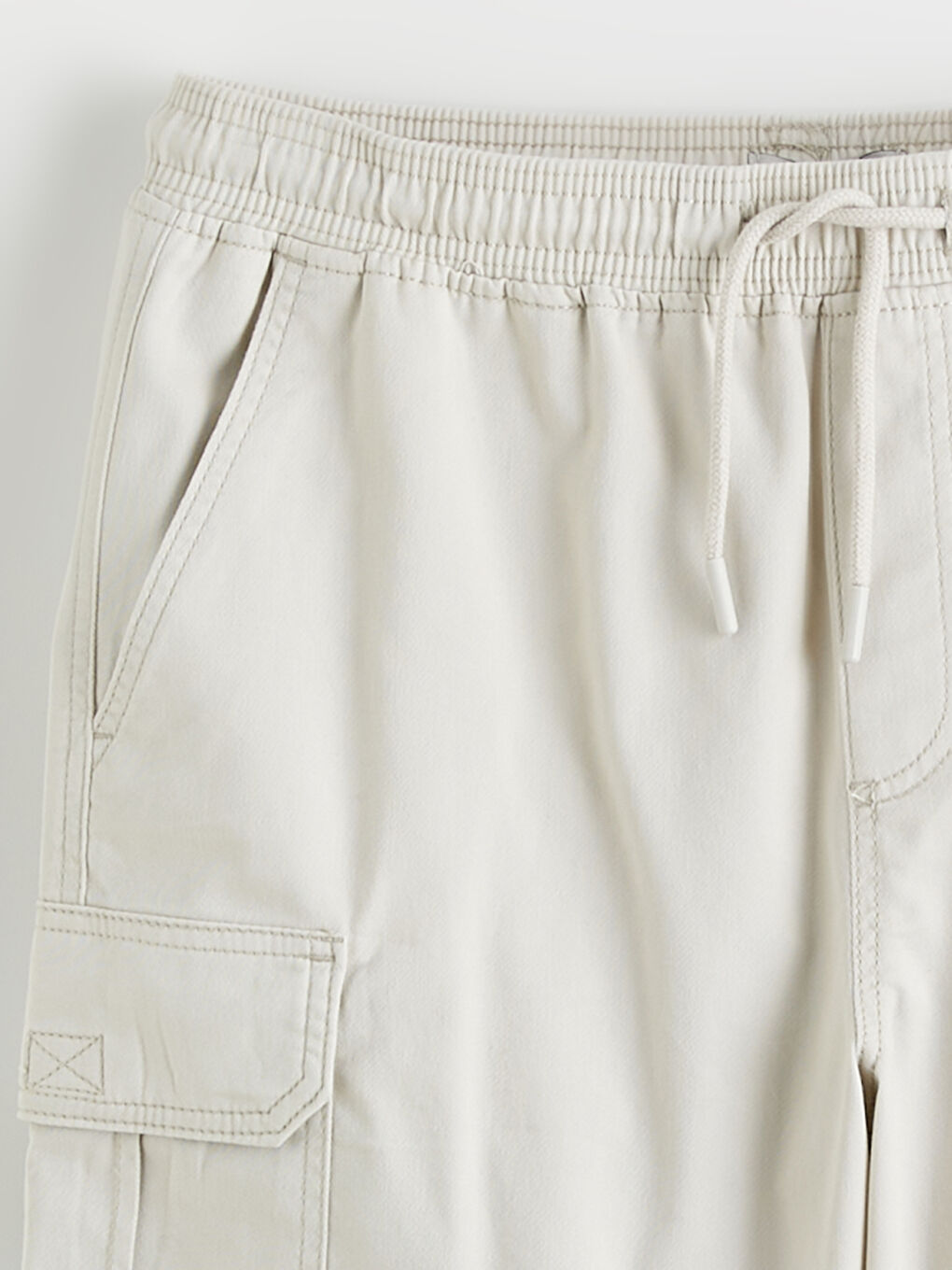 Bej Standart Kalıp Erkek Gabardin Kargo Şort-3