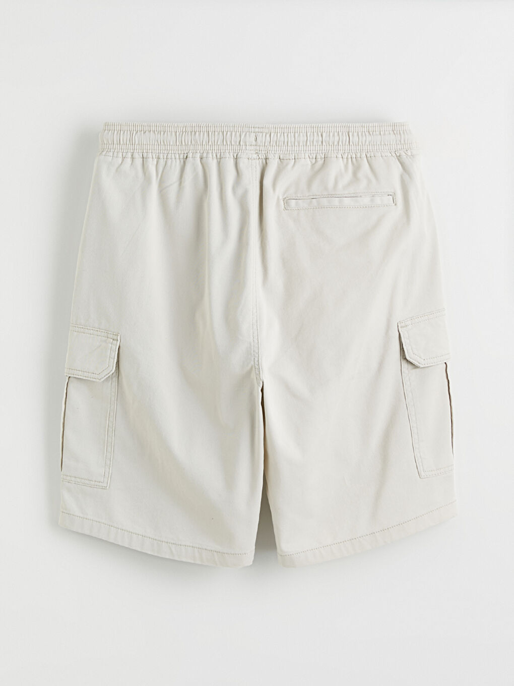 Bej Standart Kalıp Erkek Gabardin Kargo Şort-5
