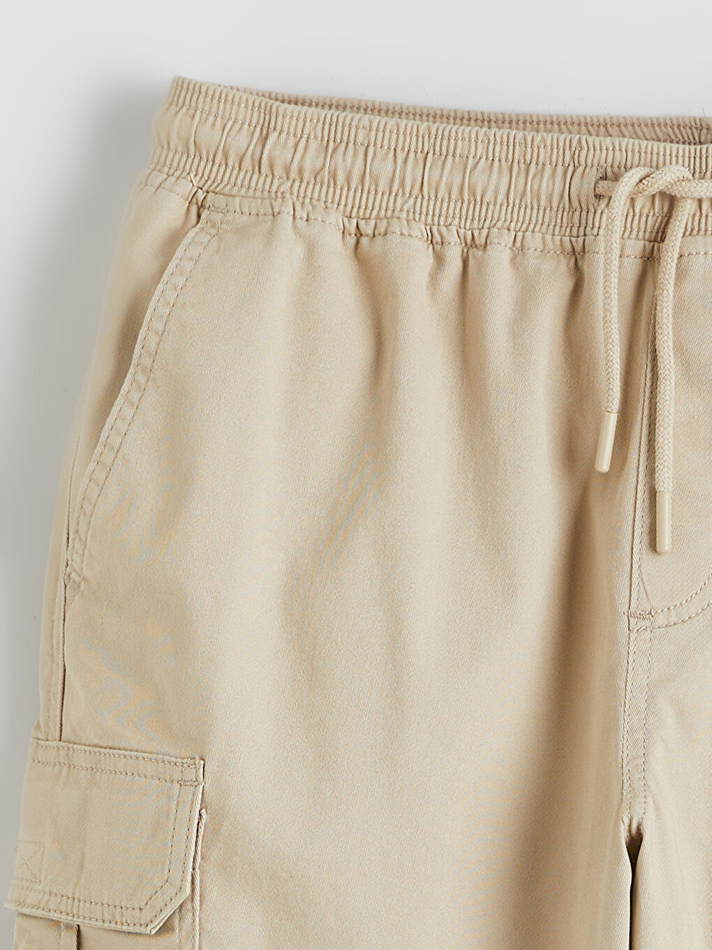 Bej Standart Kalıp Erkek Gabardin Kargo Şort-5