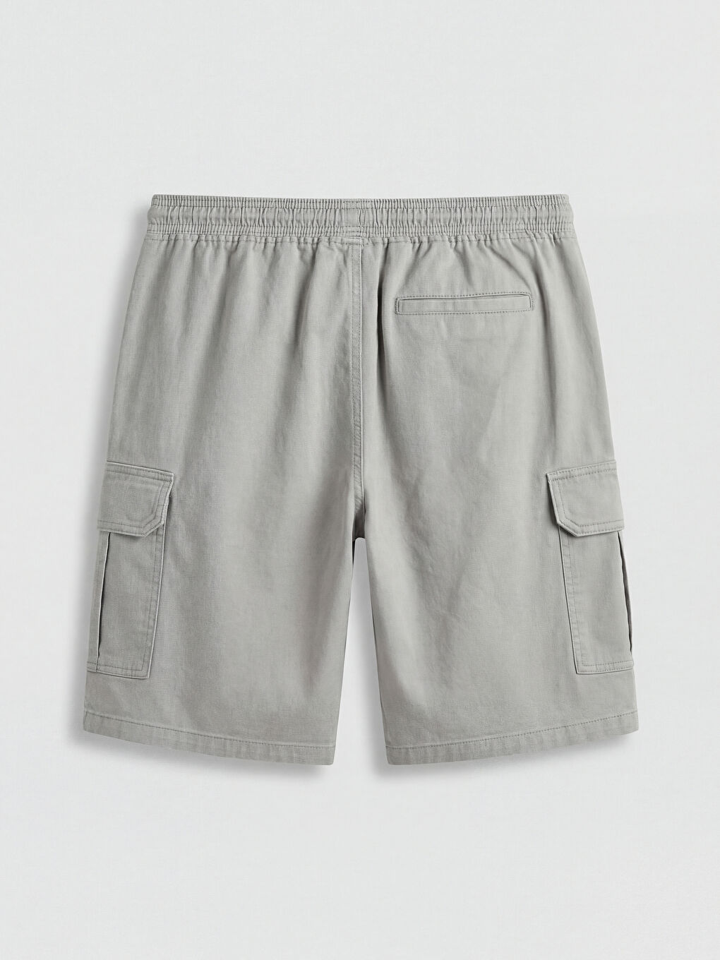 Gri Standart Kalıp Erkek Gabardin Kargo Şort-5