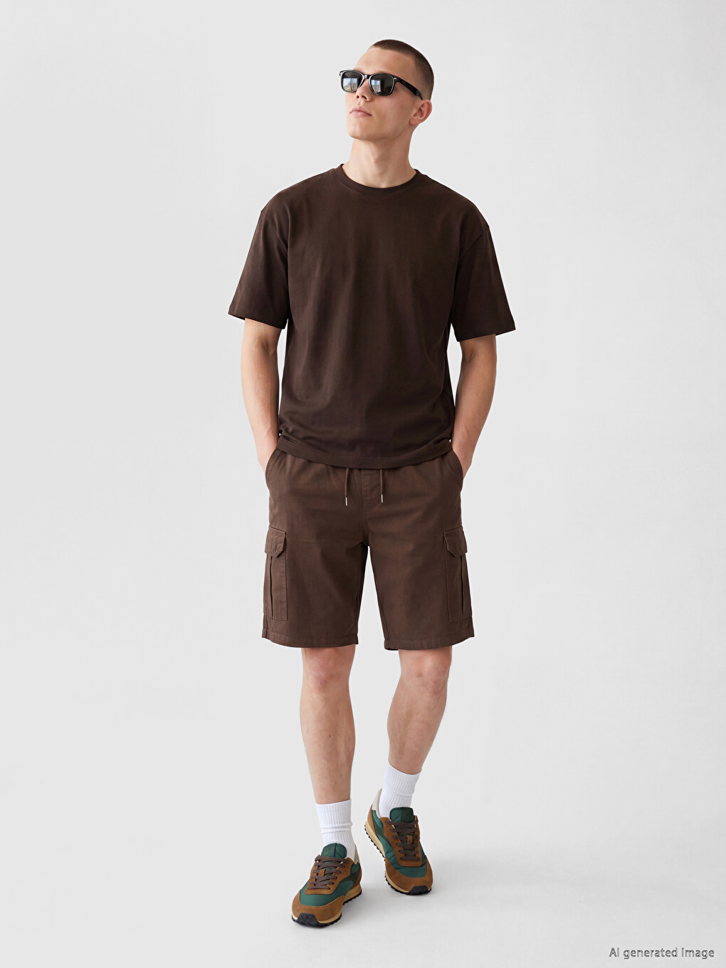 Pantallona të shkurtra cargo twill të rregullta për burra-1