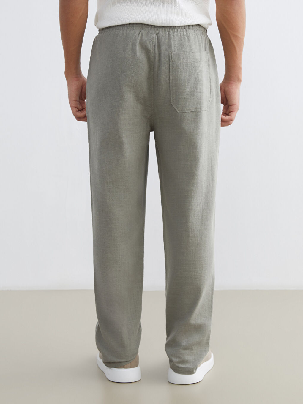 Relaxed Fit Linen-Look Men's Trousers-3