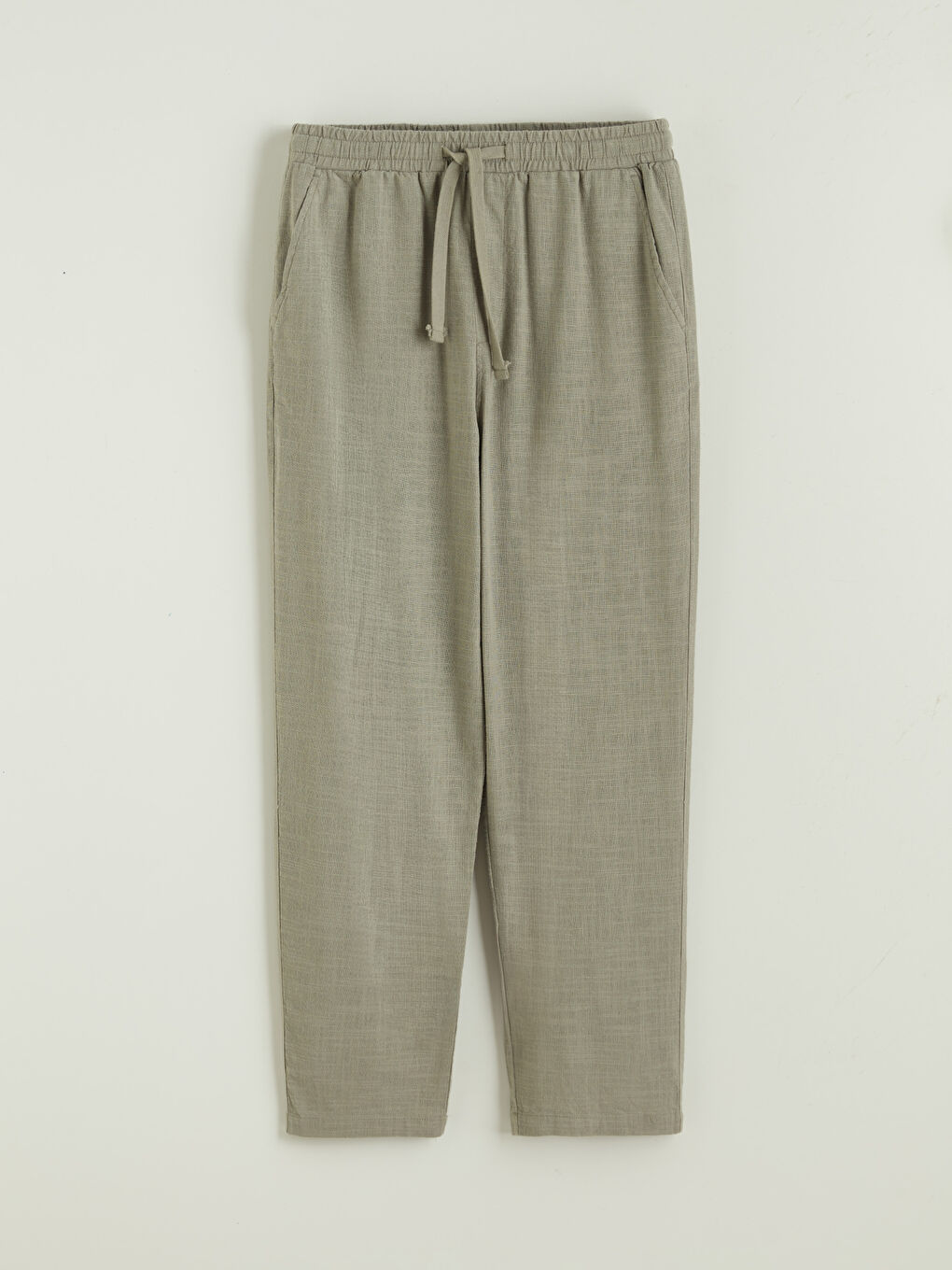 Relaxed Fit Linen-Look Men's Trousers-4