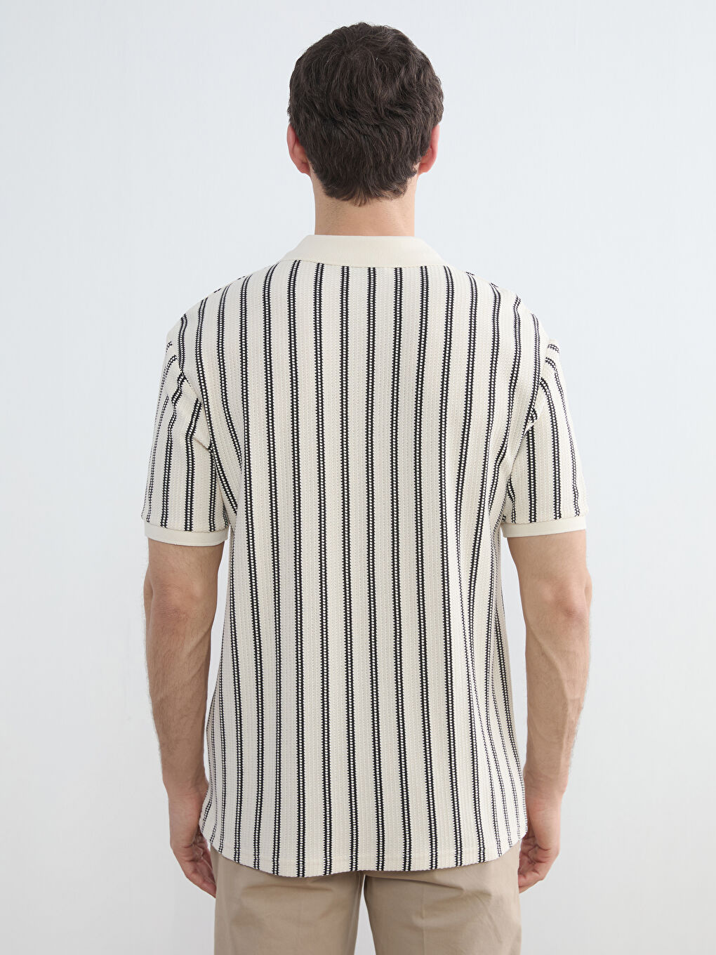 Polo Neck Striped Jersey Men's T-Shirt-3