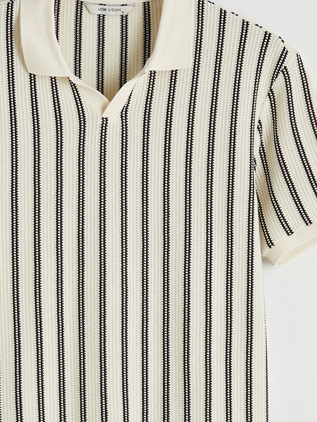 Siyah Polo Yaka Çizgili Penye Erkek Tişört-1