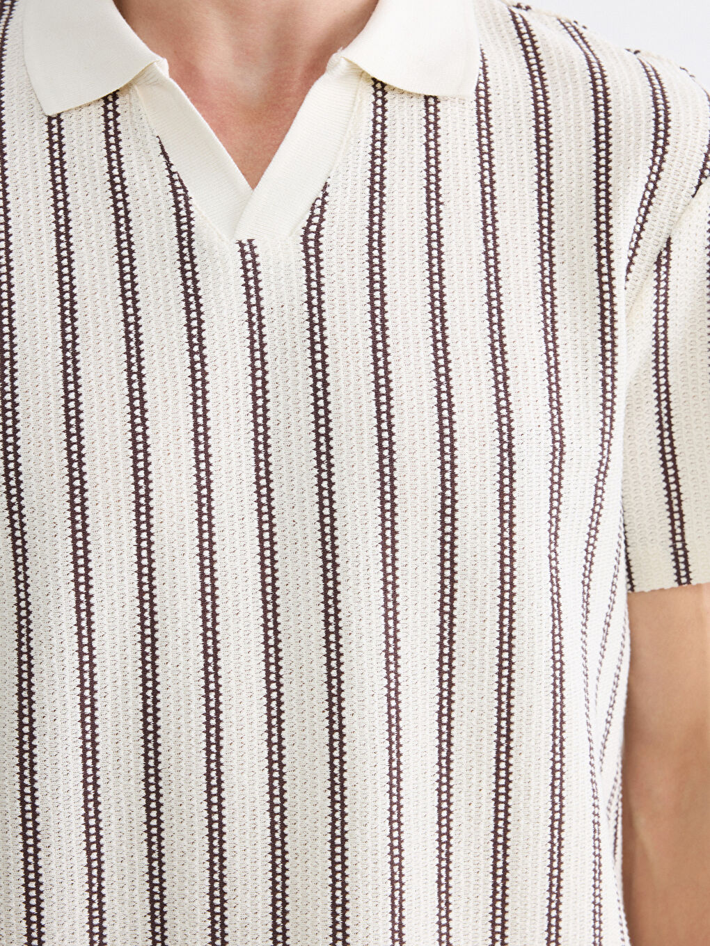 Мужская футболка из джерси в полоску с воротником поло-2