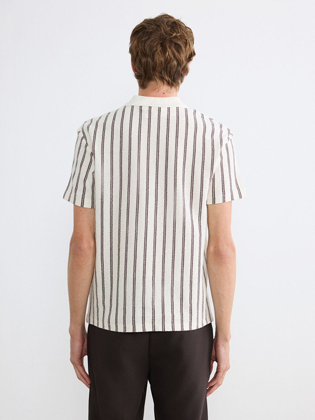 Мужская футболка из джерси в полоску с воротником поло-3