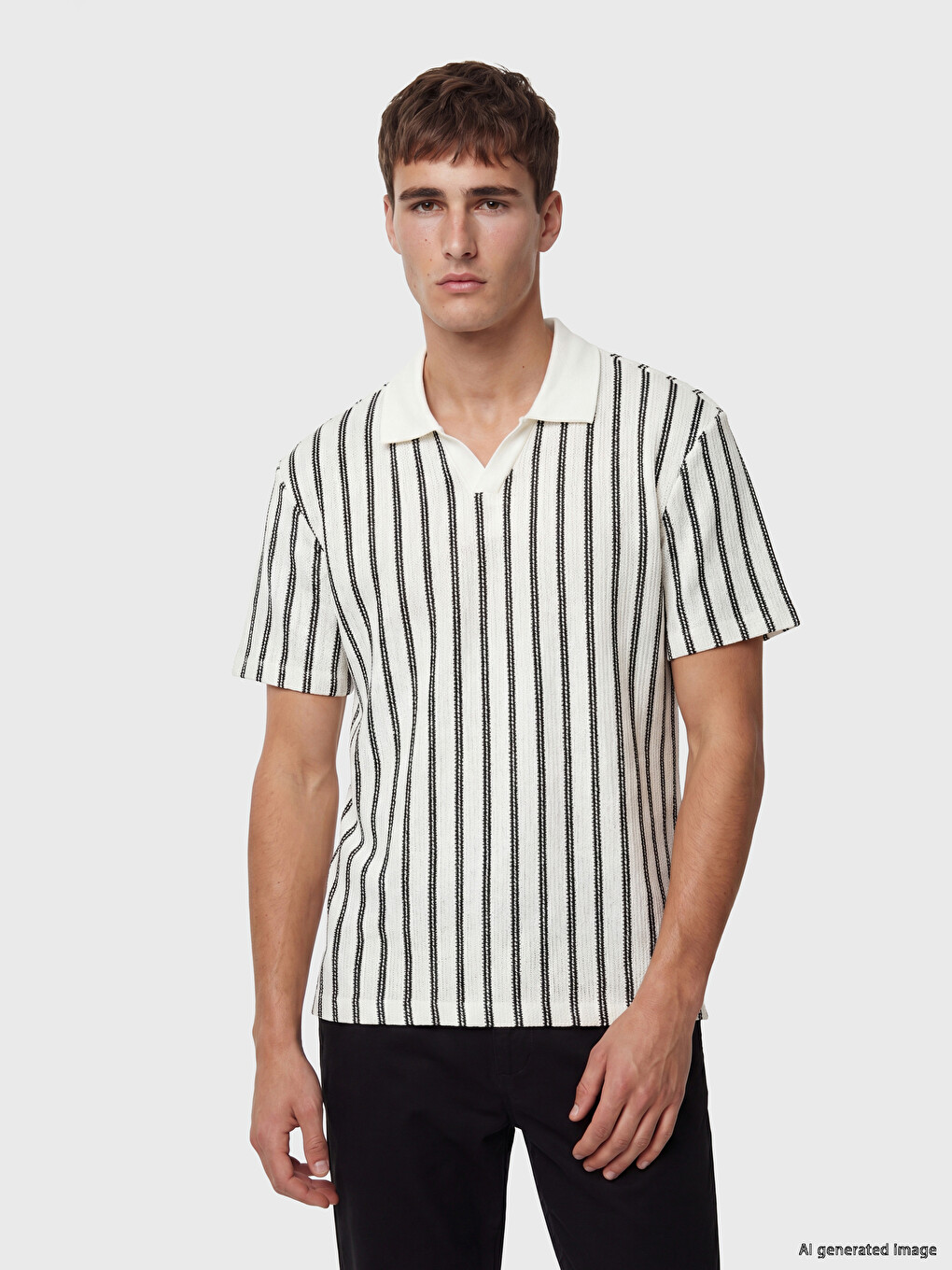 Polo Collar Striped Jersey Men's T-Shirt