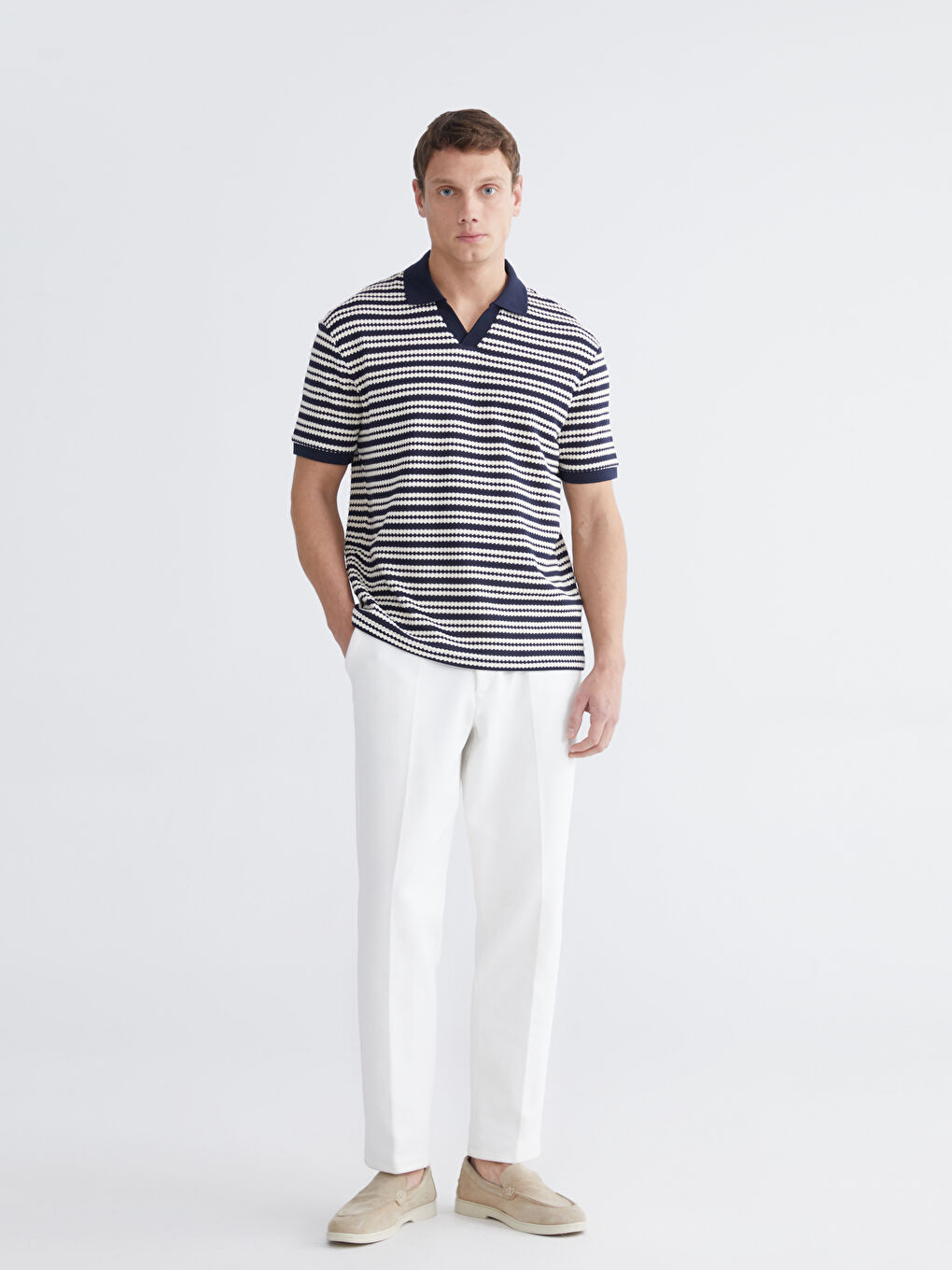 Polo Collar Striped Men's T-Shirt-1