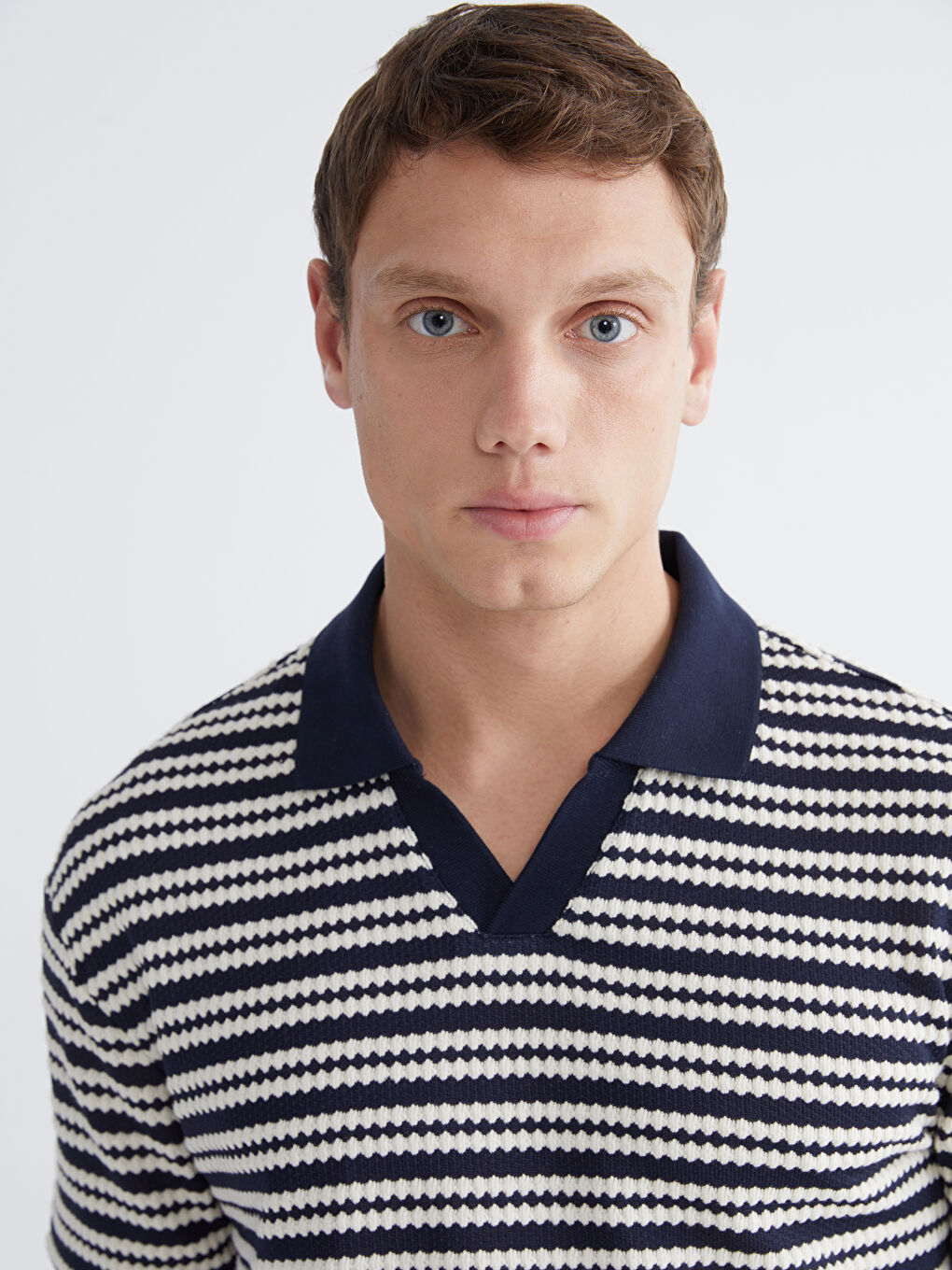 Polo Collar Striped Men's T-Shirt-2