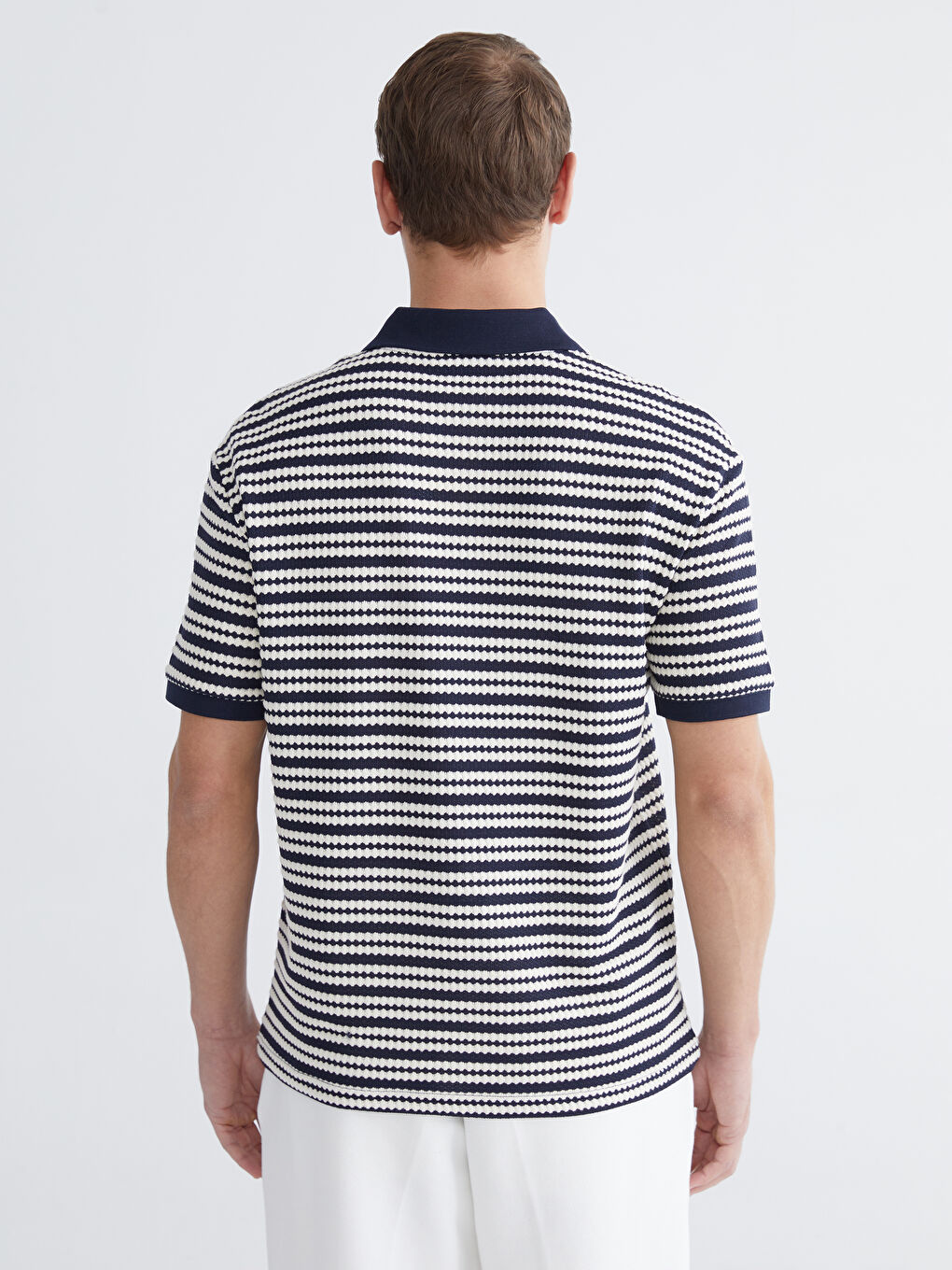 Polo Collar Striped Men's T-Shirt-3