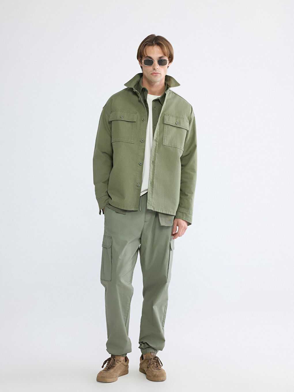 قميص خارجي واسع تويل رجال