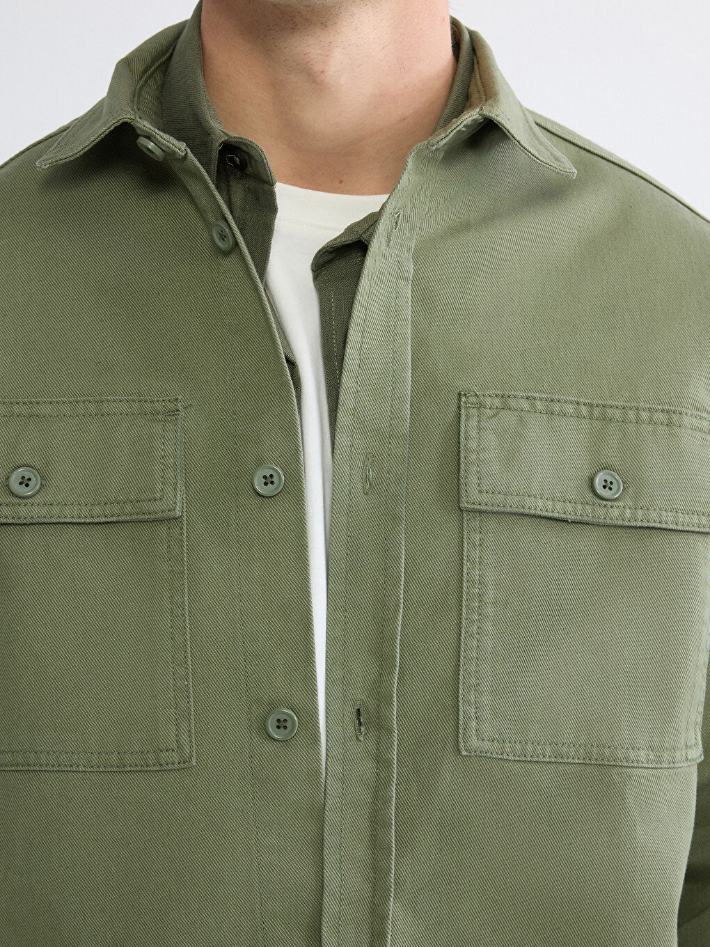 قميص خارجي واسع تويل رجال-2