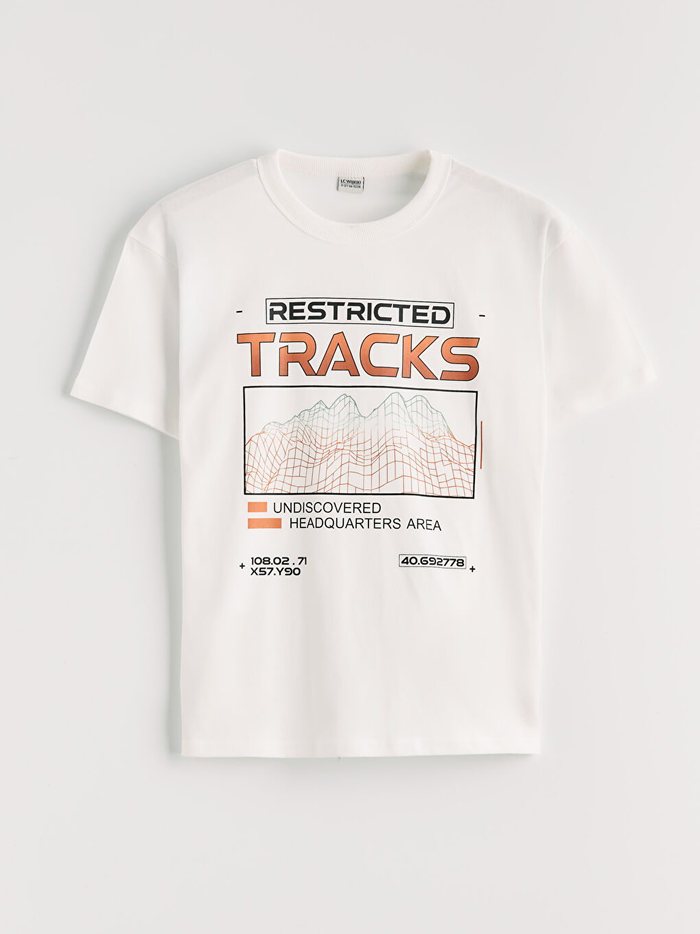 Ekru Bisiklet Yaka Baskılı Erkek Çocuk Tişört