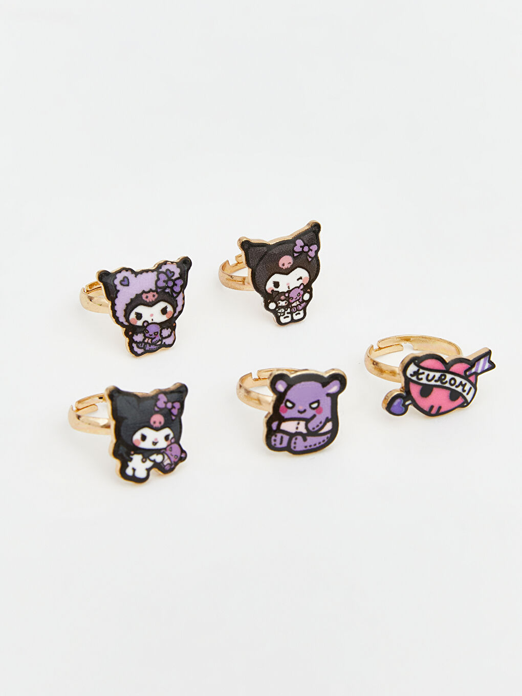 Karışık Kuromi Figürlü Kız Çocuk Yüzük Seti 5'li-3