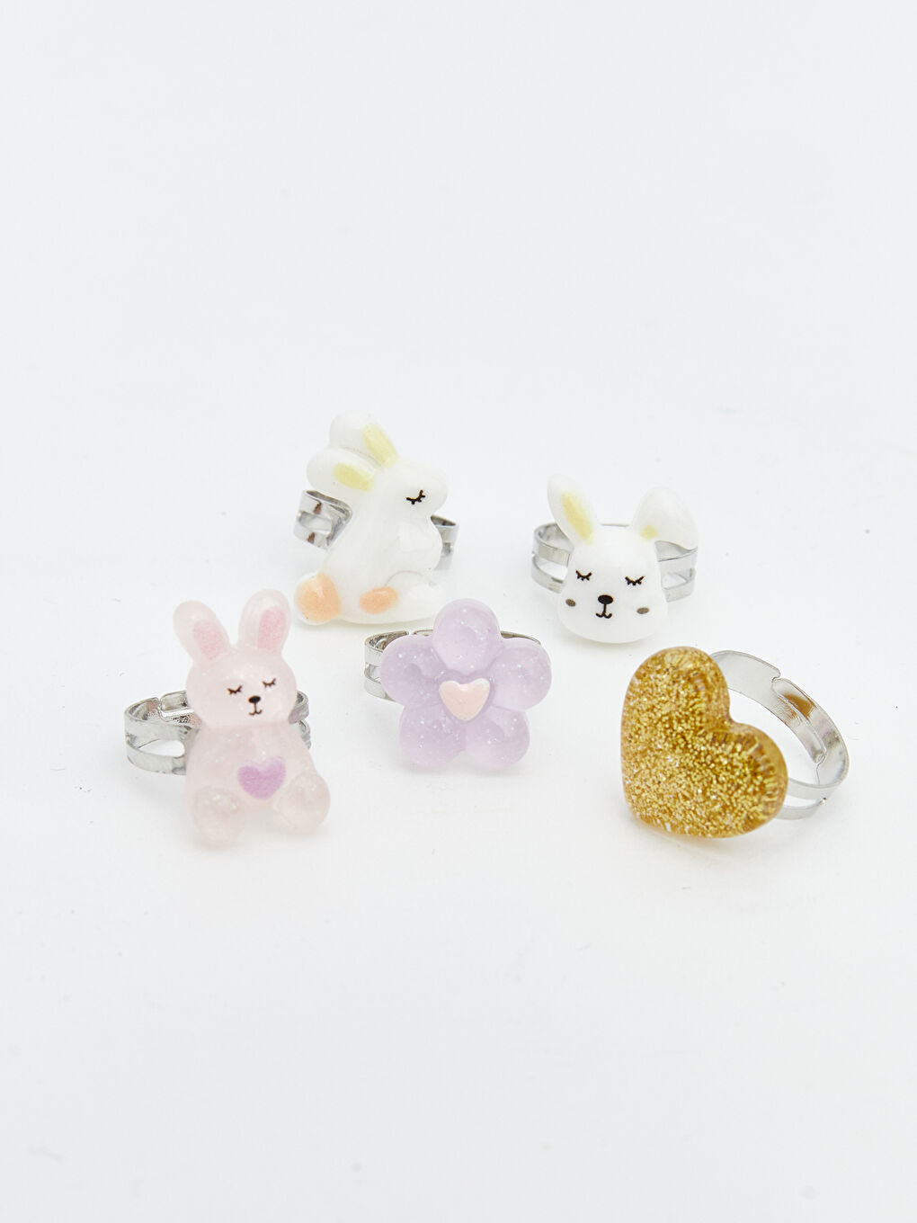 Karışık Kız Çocuk Yüzük Seti 5'li-5