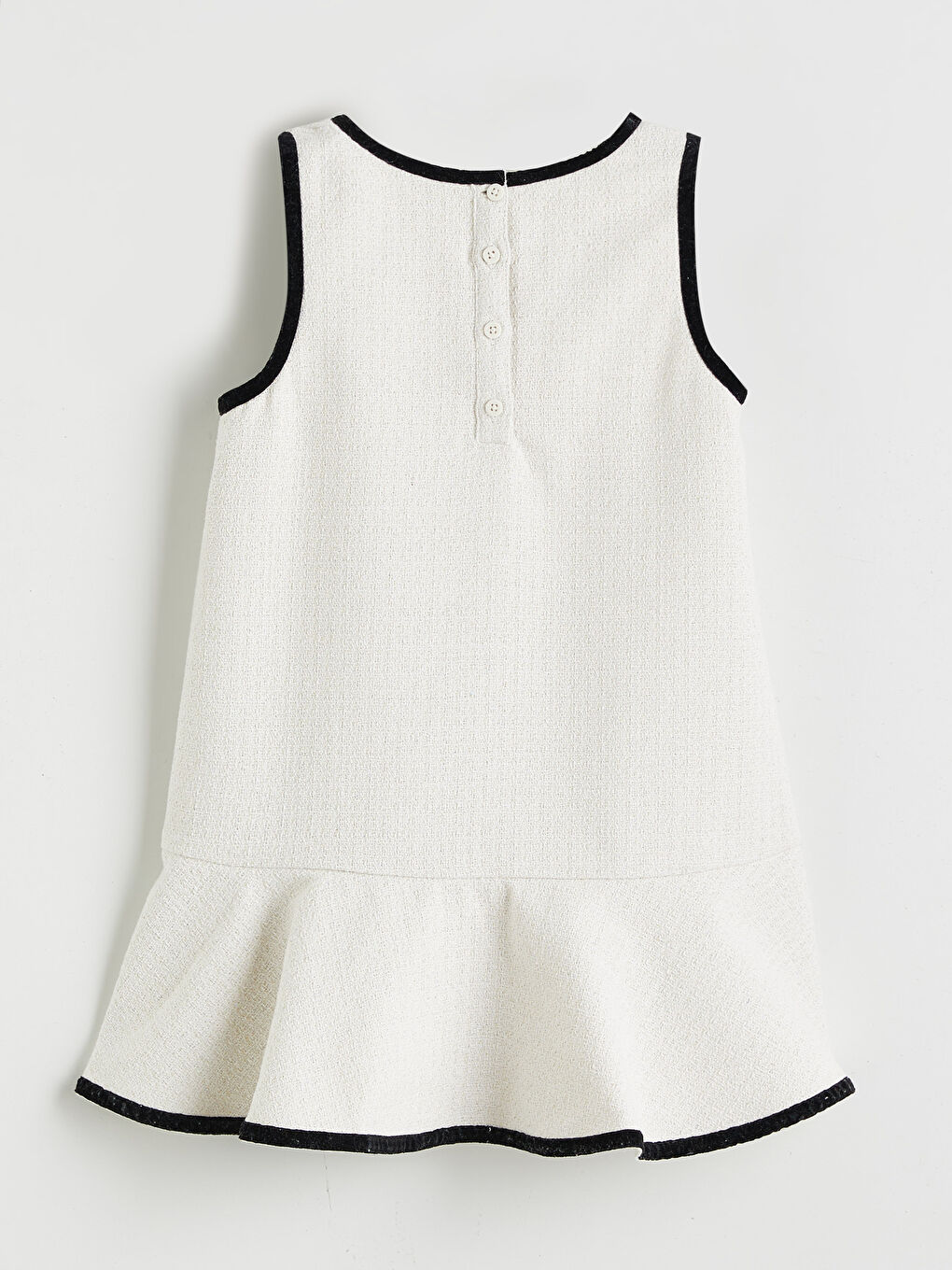 Ribbon Detailed Girls' Tweed Dress-1