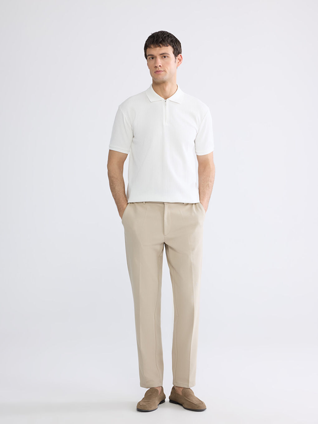 Men's Ribbed Knit Polo Shirt-1