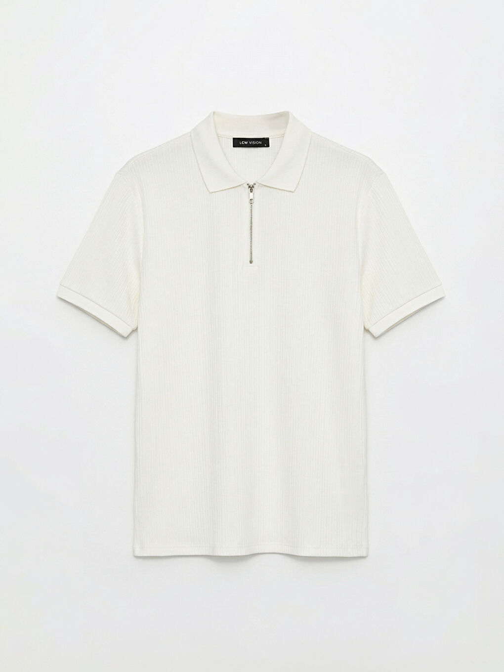 Men's Ribbed Knit Polo Shirt-4