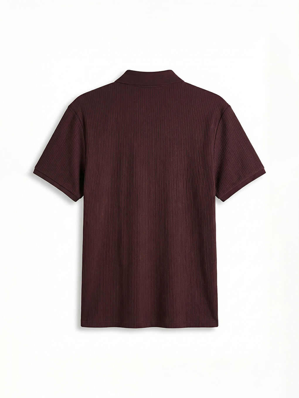 Bordo Polo Yaka Fitilli Erkek Triko Tişört