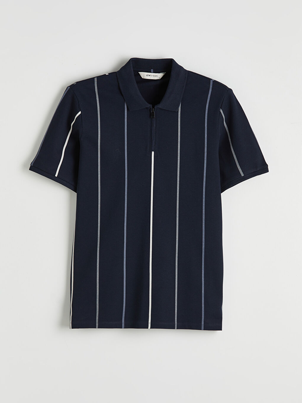 T-shirt Homme à Rayures en Piqué avec Col Polo-4