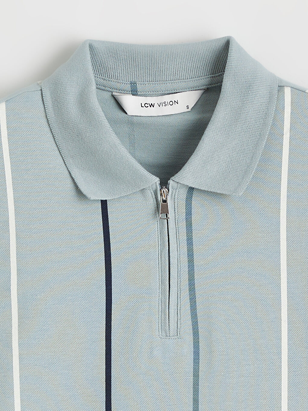 Yeşil Polo Yaka Çizgili Pike Erkek Tişört-5