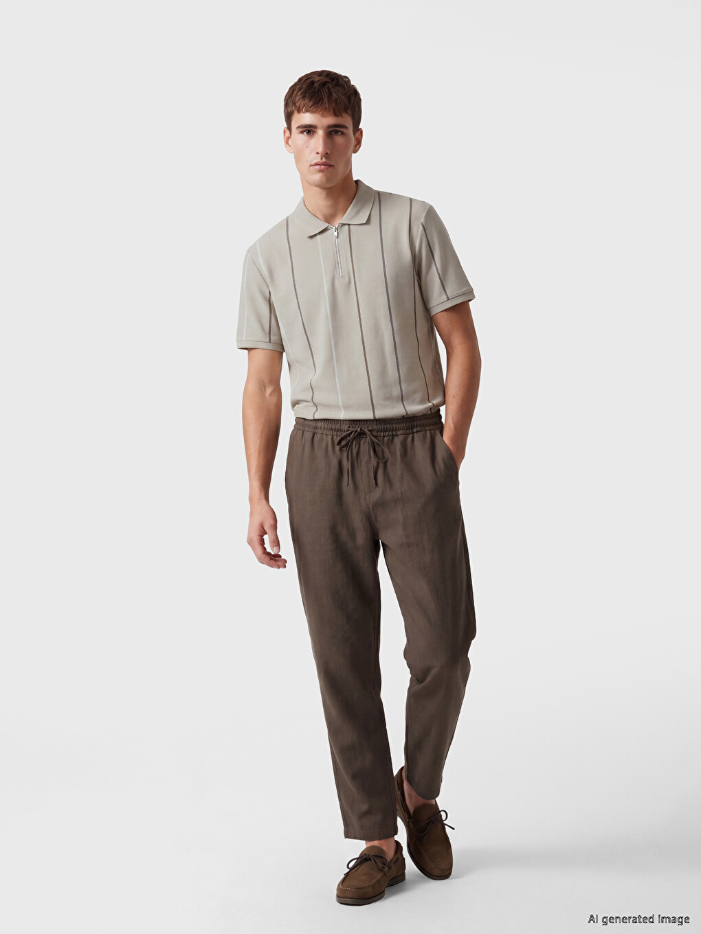 Man Beige T-Shirt-1