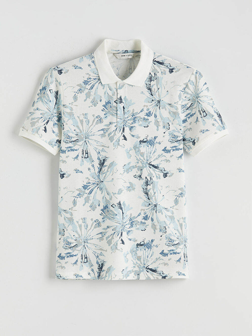 Мъжка тениска с поло яка и шарка от пике плат.-4