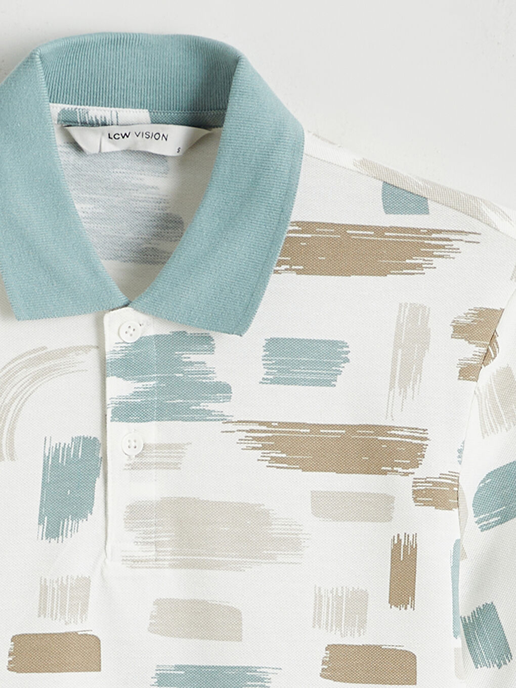 Polo Collar Patterned Piqué Men's T-Shirt-5