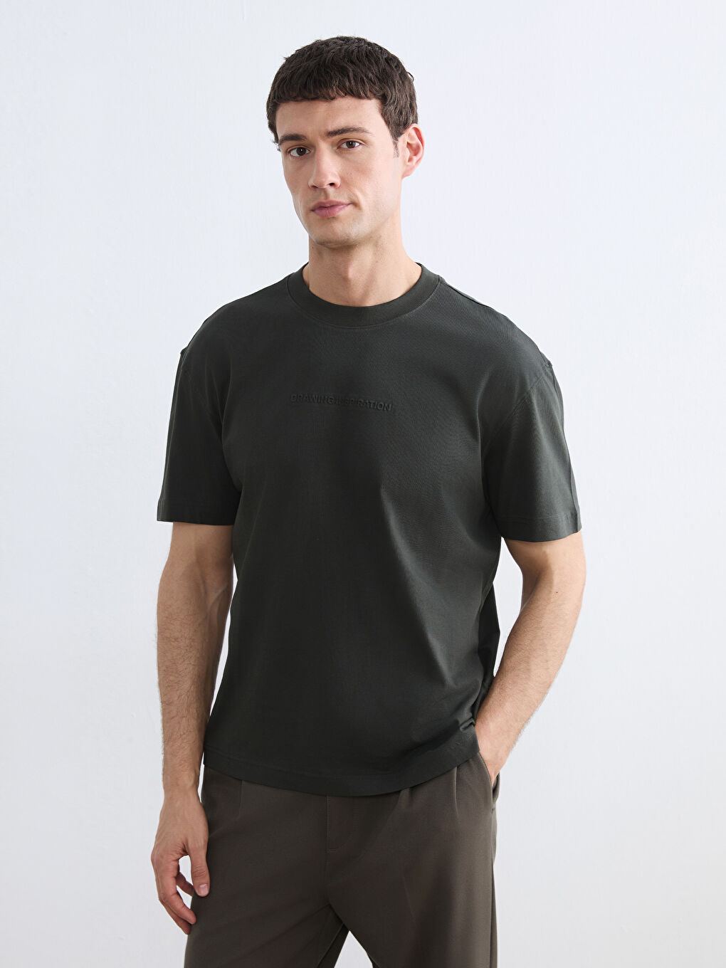 Мужчины Хаки Футболка